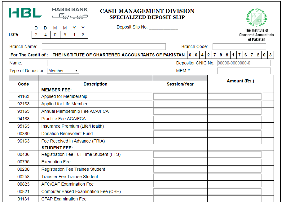 ICAP HBL Vouchers