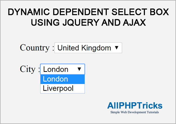 Dynamic Dependent Select Box using jQuery and Ajax