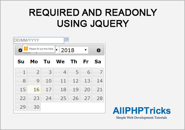 Required and Readonly using jQuery