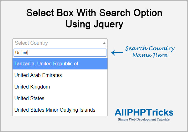 Select Box with Search Option using jQuery