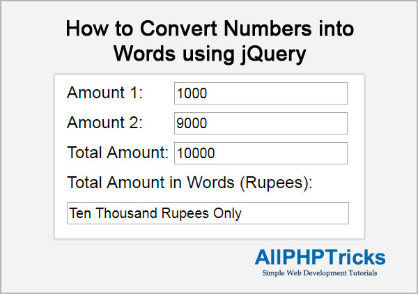 How to Convert Numbers into Words using jQuery