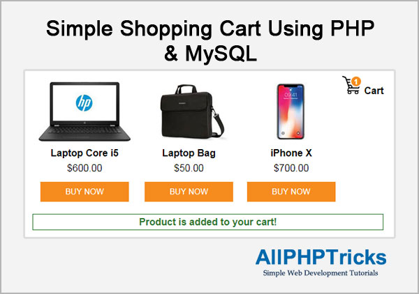 Simple Shopping Cart using PHP and MySQL