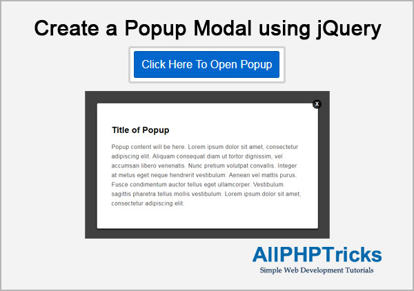 Create a Popup Modal using jQuery