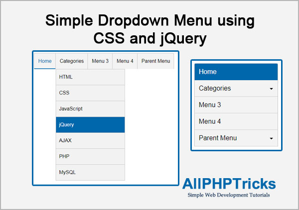 Simple Dropdown Menu using CSS and jQuery | All PHP Tricks