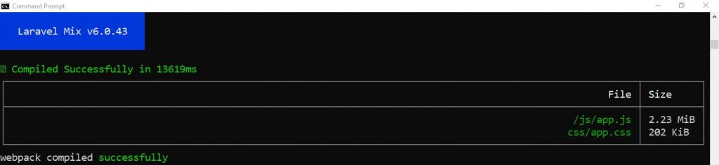 Laravel mix is compiled successfully