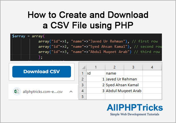 Create and Download a CSV File using PHP