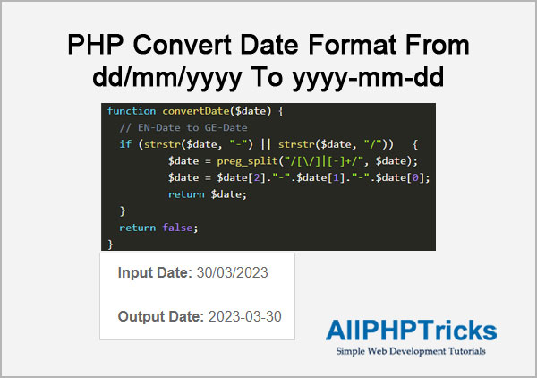 PHP Convert Date Format From dd/mm/yyyy To yyyy-mm-dd
