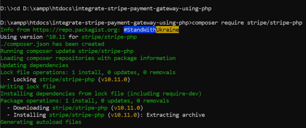 PHP SDK from Stripe using Composer