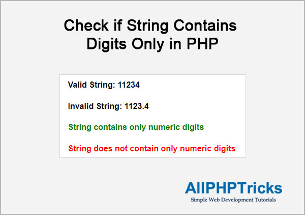 Check if String Contains Digits Only in PHP