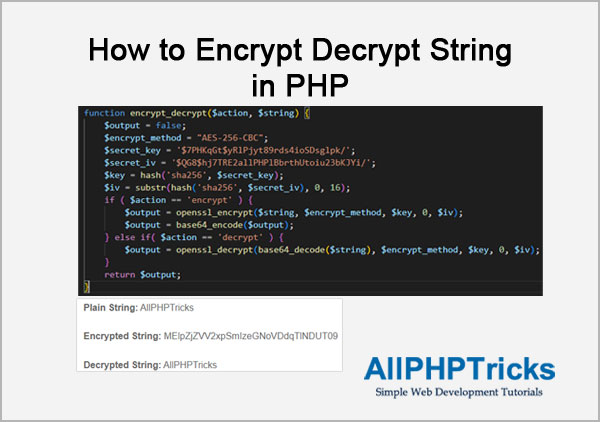 Encrypt Decrypt String in PHP