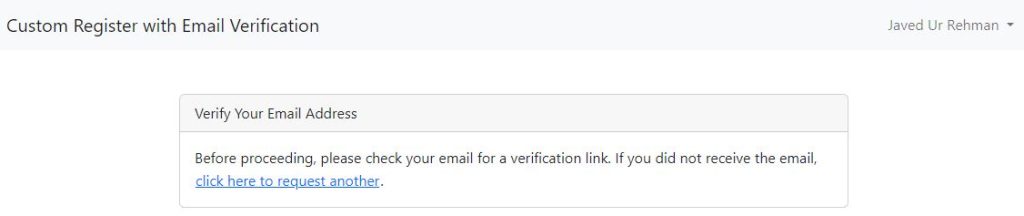 User Email Verification Notice Page