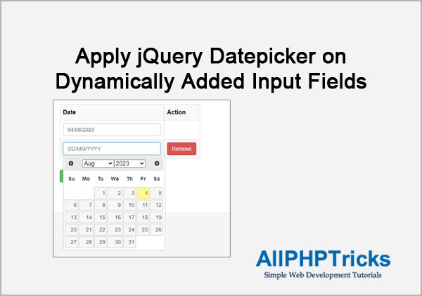 Apply jQuery Datepicker on Dynamically Added Input Fields