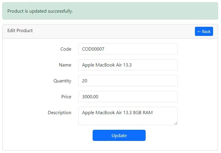 Edit Product Page